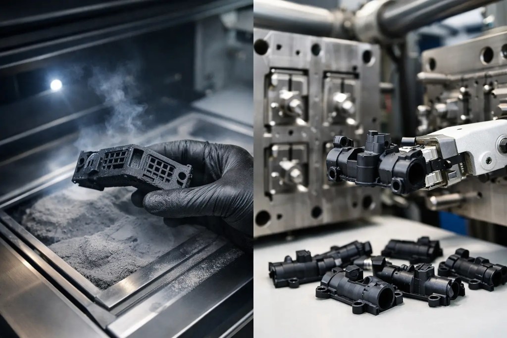 MJF vs Injection Molding Bridge Production